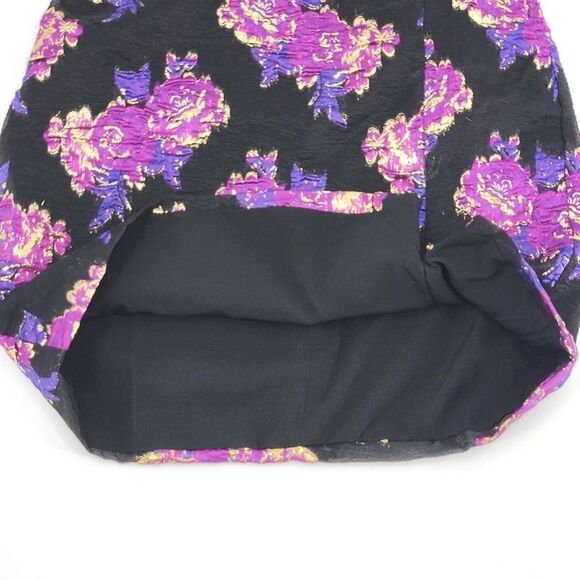 Lulus Vivid Charm Mini Dress Size Small Black Purple Floral Jacquard Y2K Retro - Picture 10 of 12